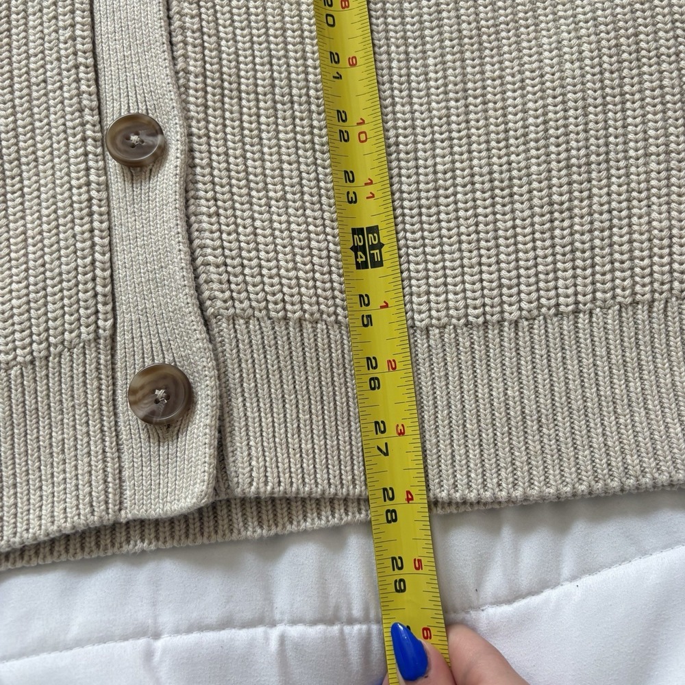 Quince Cardigan Organic 100% Cotton Oversized Boyfriend Beige Womens Large - Picture 4 of 7
